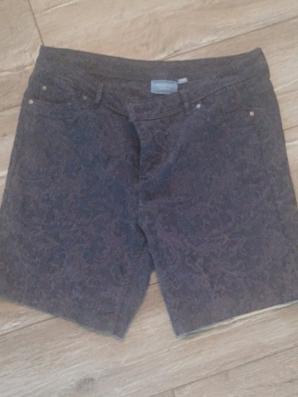 SimplyVera Vera Wang Navy Blue Textured Zip Fly Stretch 5 Pocket Shorts 12